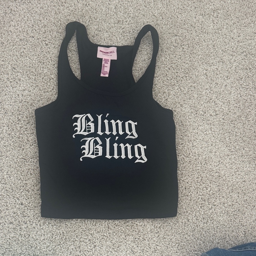 Forever 21 Black Graphic Tank Top